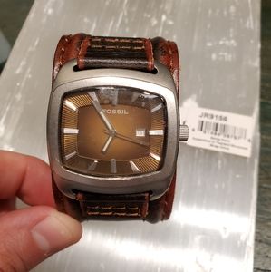 Fossil JR9156 Leather Cuff Watch NWT